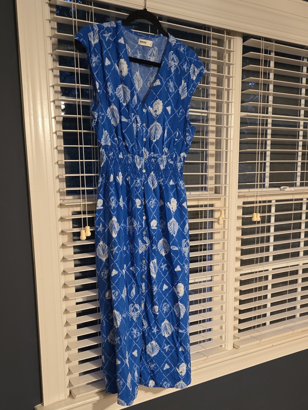 Sleeveless Blue Floral Midi Dress